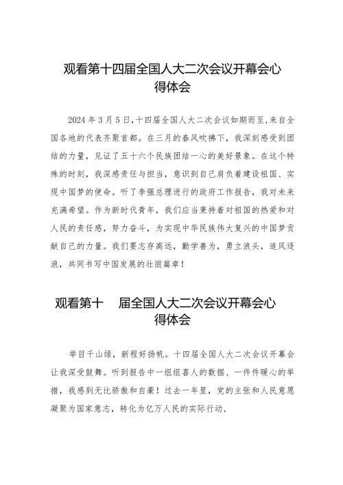观看第十四全国人大二次会议开幕会心得体会样本合辑五十篇.docx