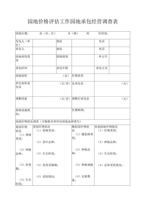 园地价格评估工作园地承包经营调查表.docx