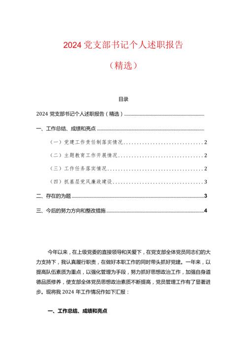 2024党支部书记个人述职报告（精选） (3).docx