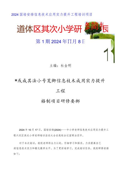 2024国培计划信息提升第一期简报.docx
