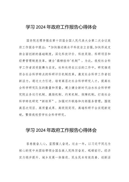 大学教员学习2024全国两会《政府工作报告》心得体会二十篇.docx