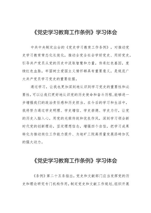 学习党史学习教育工作条例心得体会发言稿十篇.docx