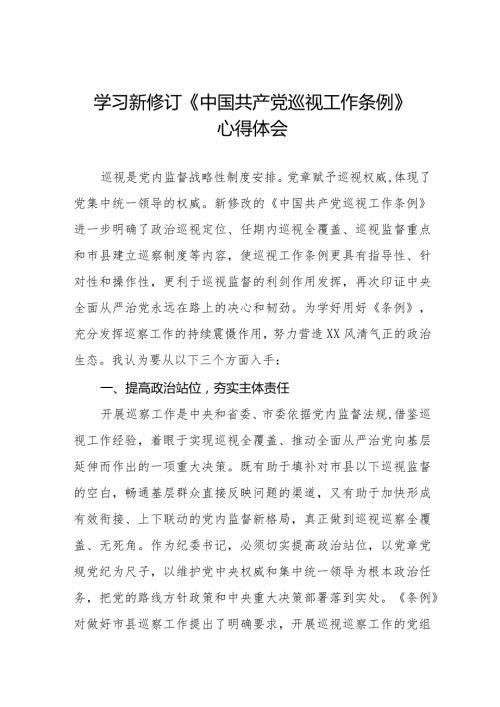 七篇纪检干部学习2024年新修订《中国共产党巡视工作条例》心得体会.docx