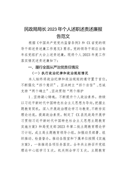 2023年个人述职述责述廉报告局长.docx
