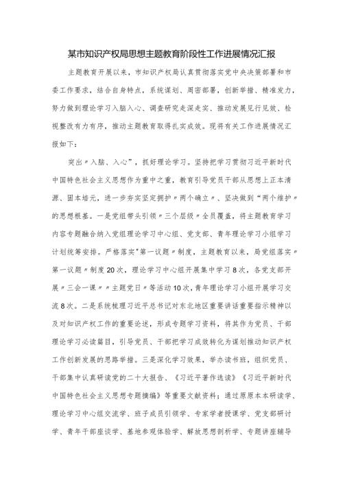 某市知识产权局思想主题教育阶段性工作进展情况汇报.docx