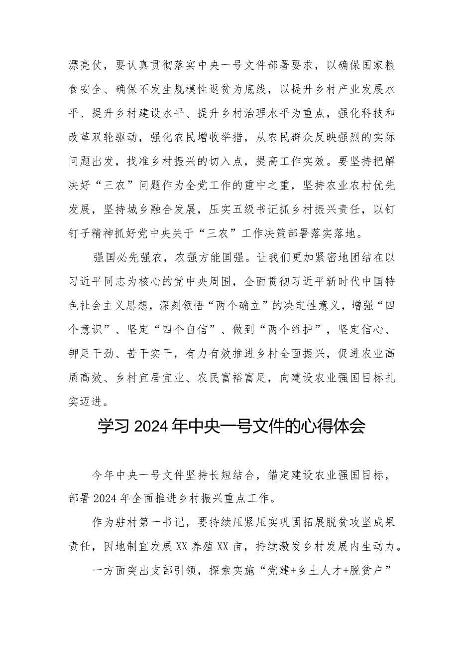 学习贯彻2024年中央一号文件心得体会十四篇.docx_第3页