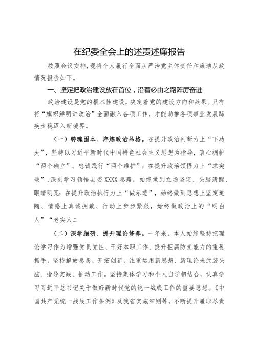在纪委全会上的述责述廉报告（县委常委、统战部长）(1).docx