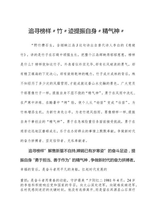 榜样8学习体会：追寻榜样“竹”迹提振自身“精气神”.docx