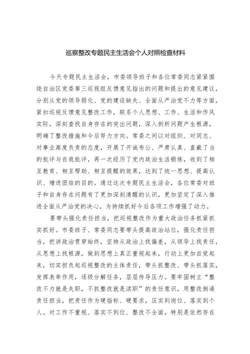 巡察整改专题民主生活会个人对照检查材料(精选八篇).docx