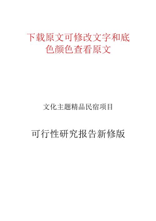 文化主题精品民宿项目可行性研究报告立项.docx