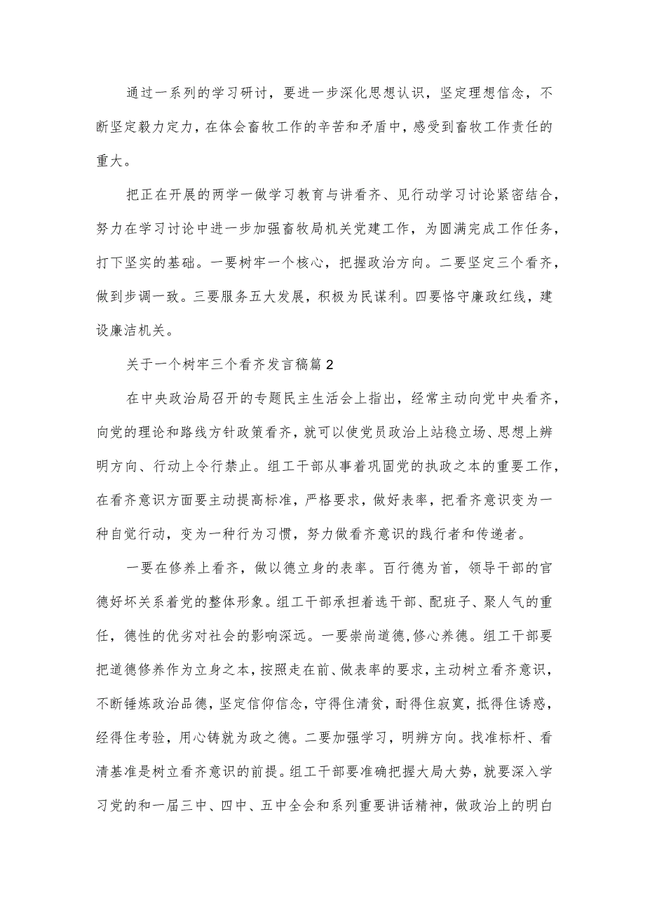 关于一个树牢三个看齐发言稿（22篇）.docx_第2页