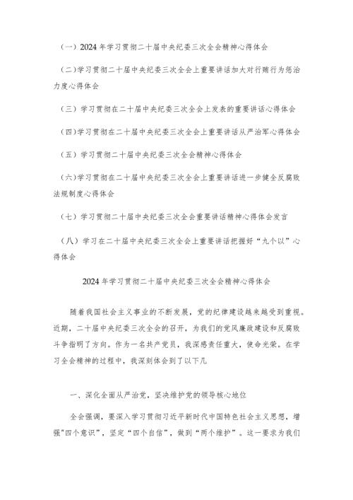 （8篇）学习贯彻二十中央纪委三次全会上重要讲话加大对行贿行为惩治力度心得体会.docx