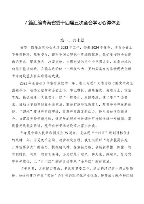 7篇汇编青海省委十四五次全会学习心得体会.docx