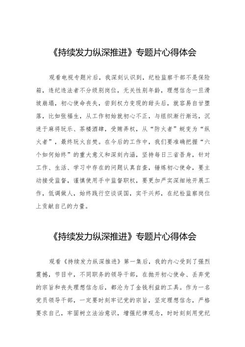 十四篇观看《持续发力纵深推进》专题片交流发言.docx