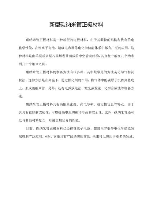 新型碳纳米管正极材料.docx
