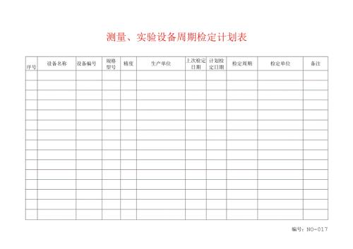 测量、实验设备周期检定计划表.docx