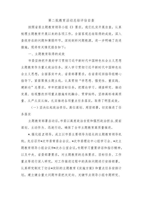 第二批教育活动总结评估自查.docx