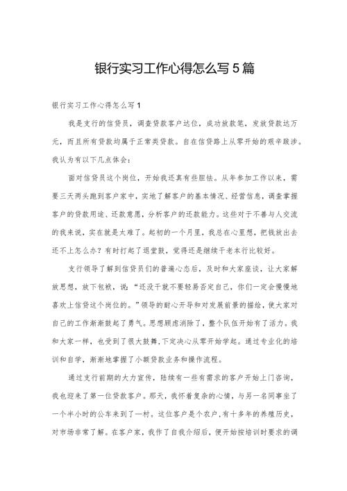 银行实习工作心得怎么写5篇.docx