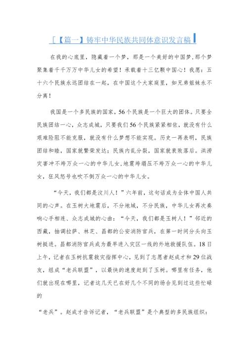 铸牢中华民族共同体意识发言稿六篇.docx