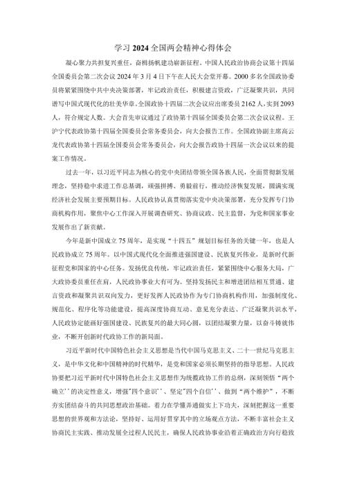 2024学习全国两会精神心得体会四.docx