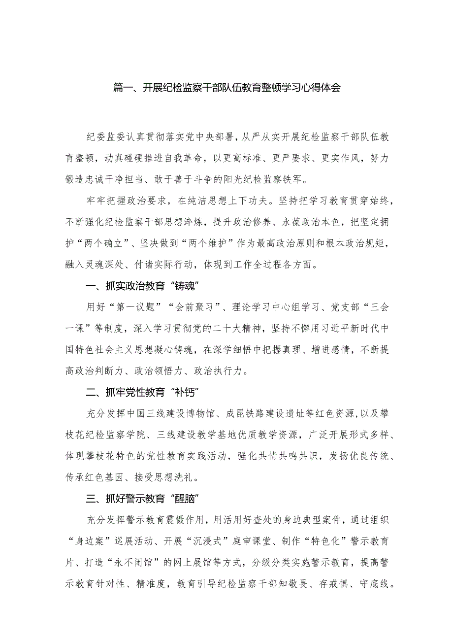 开展纪检监察干部队伍教育整顿学习心得体会16篇供参考.docx_第3页