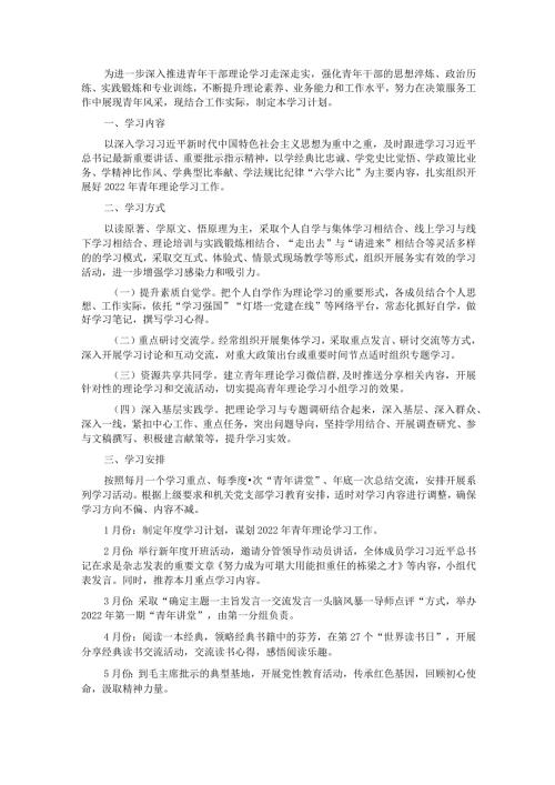 青年理论学习小组学习计划.docx
