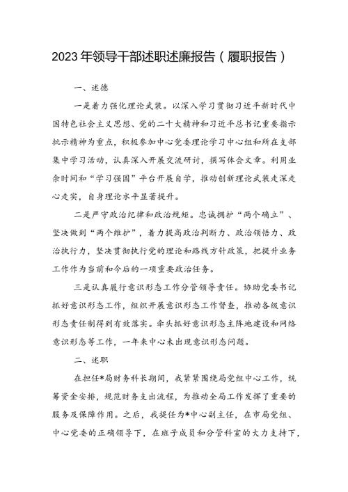 2023年领导干部述职述廉报告（履职报告）(1).docx