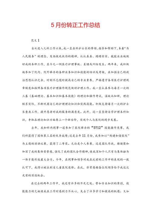 5月份转正工作总结.docx