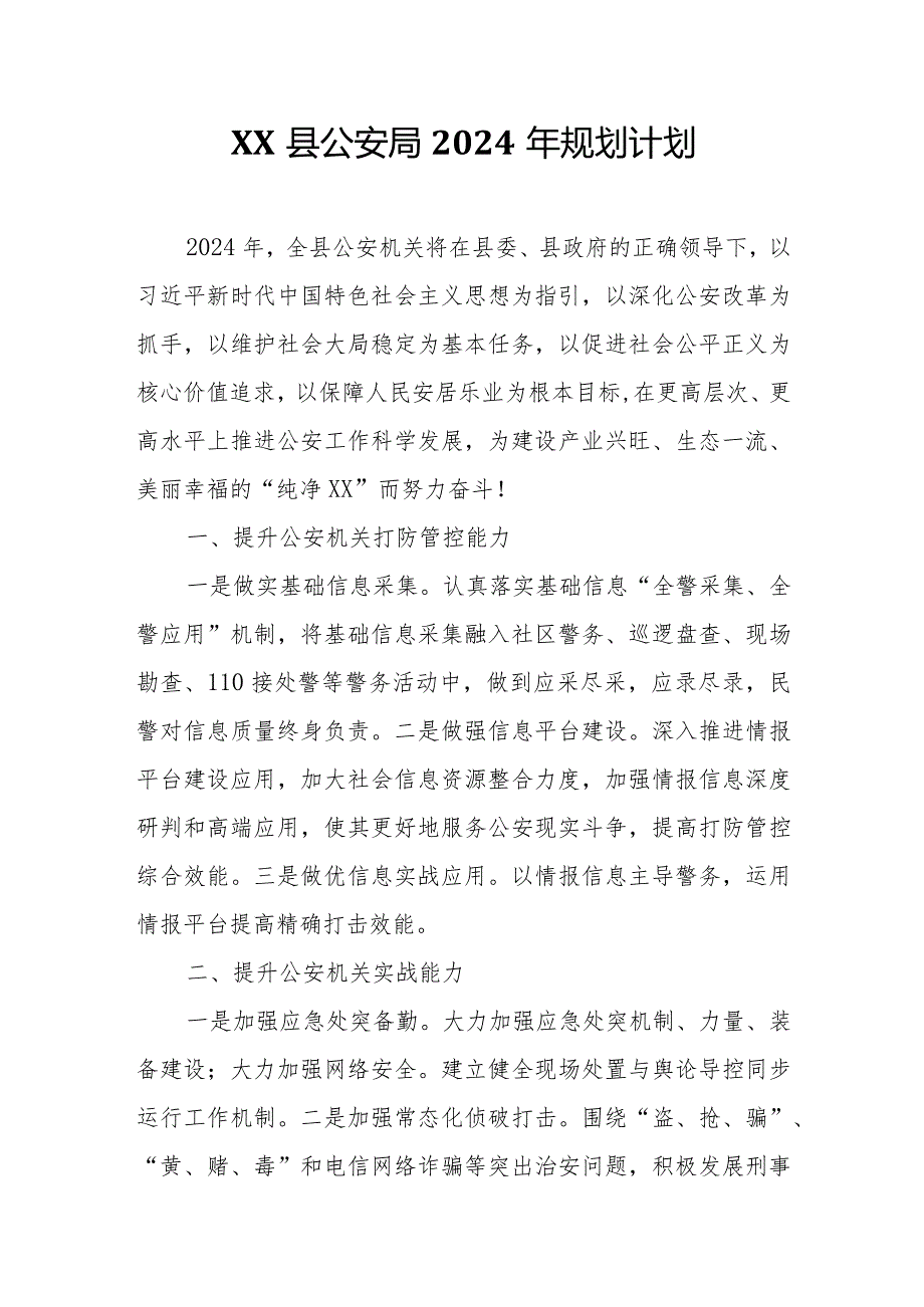 XX县公安局2024年规划计划.docx_第1页