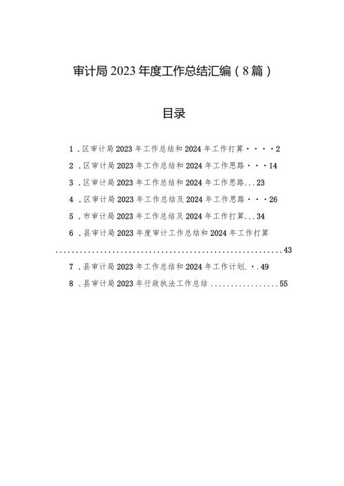 审计局2023工作总结汇编（8篇）.docx