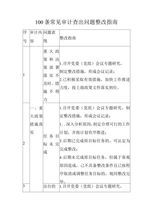 100条常见审计查出问题整改指南.docx