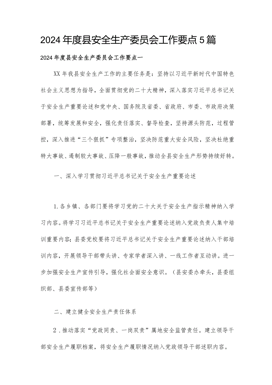 2024县安全生产委员会工作要点5篇.docx_第1页