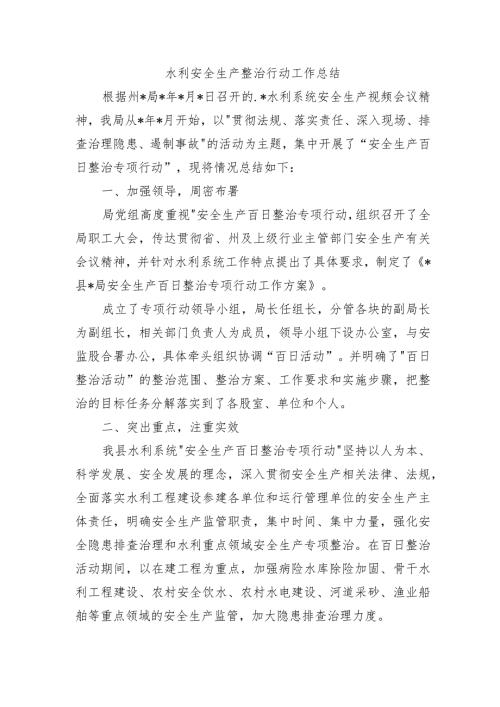 水利安全生产整治行动工作总结.docx