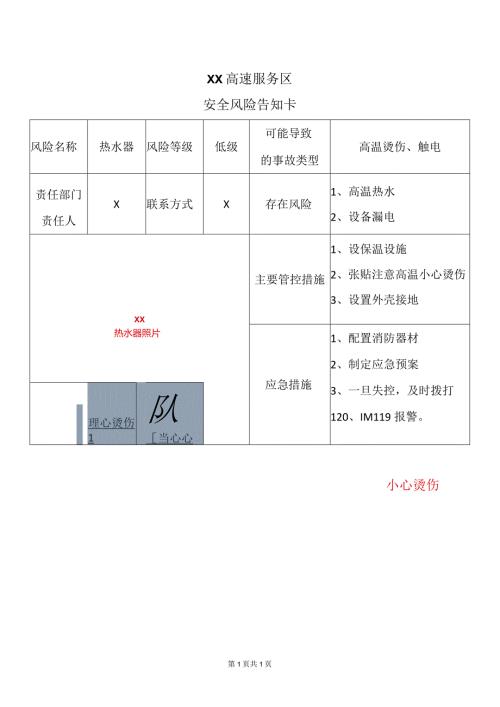 XX高速服务区（热水器）安全风险告知卡（2024年）.docx