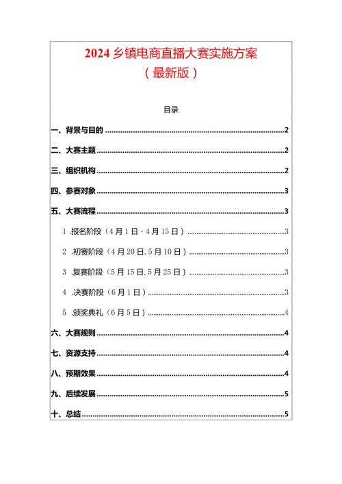 2024乡镇电商直播大赛实施方案（最新版）.docx