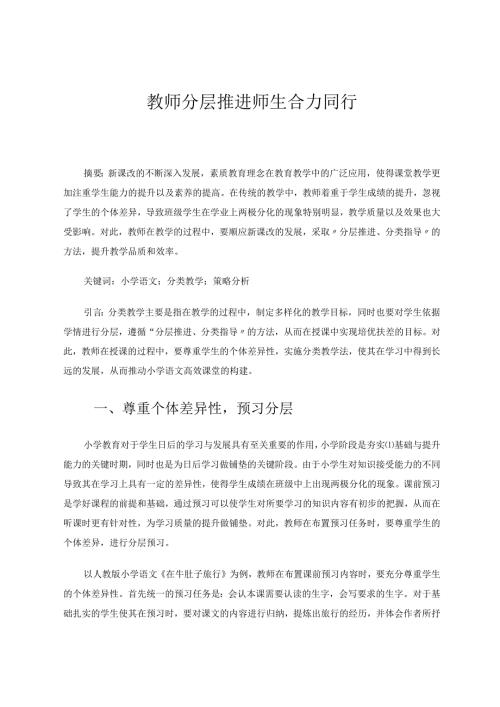 教师分层推进师生合力同行 论文.docx