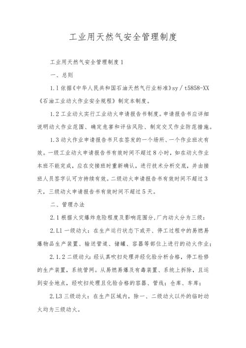 工业用天然气安全管理制度.docx