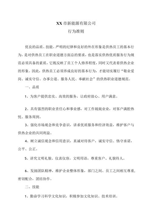 XX市新能源有限公司行为准则（2024年）.docx