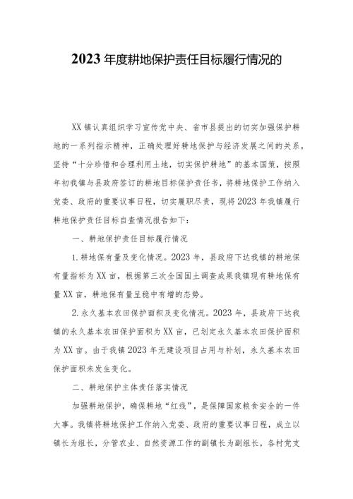 2023耕地保护责任目标履行情况的自查报告.docx