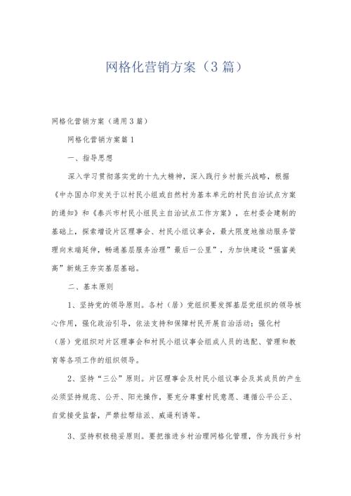 网格化营销方案（3篇）.docx