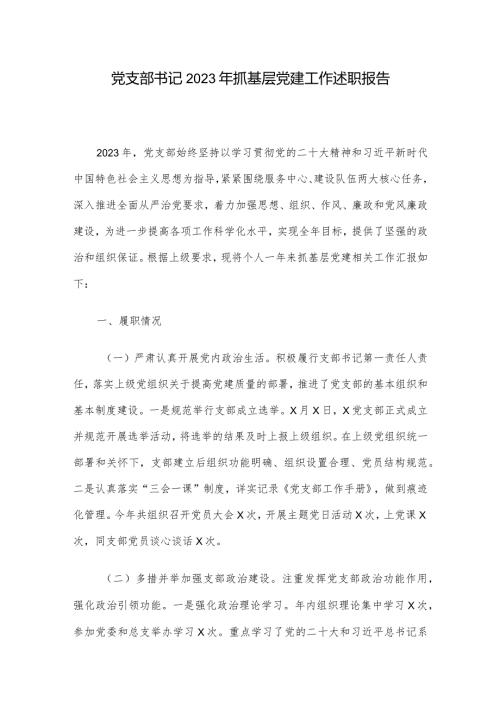 党支部书记2023年抓基层党建工作述职报告.docx