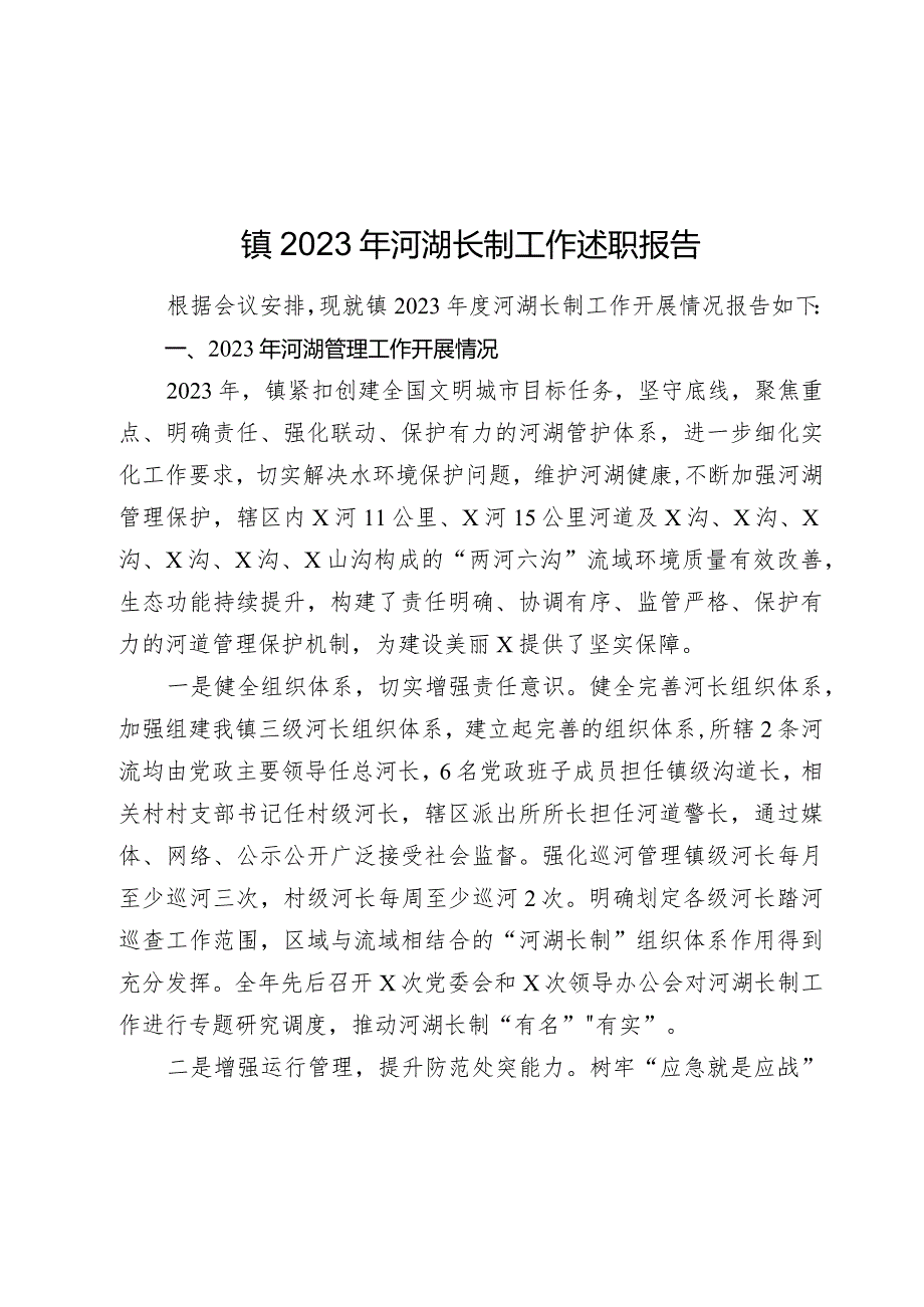 镇20232024年河湖长制工作述职报告.docx_第1页