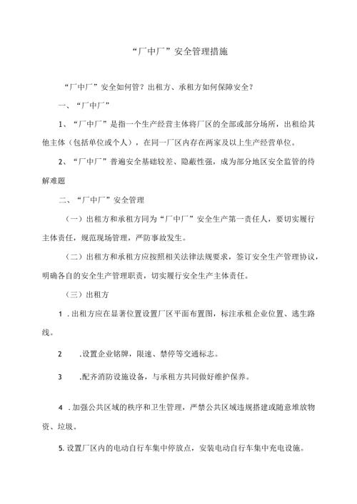 “厂中厂”安全管理措施（2024年）.docx