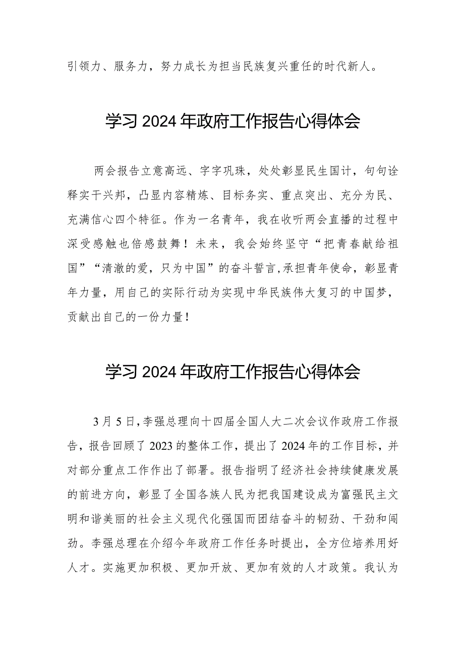 2024年政府工作报告心得体会范文汇编40篇.docx_第2页