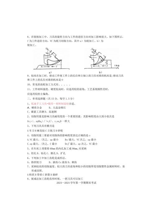 2024机械制造基础考试题(A卷).docx