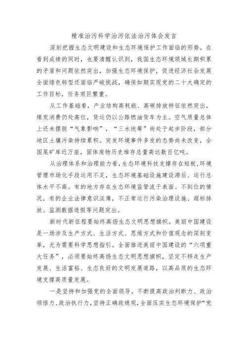 精准治污科学治污依法治污体会发言.docx