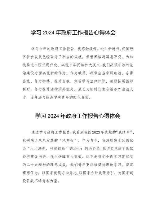 学习2024年政府工作报告心得体会发言合辑40篇.docx