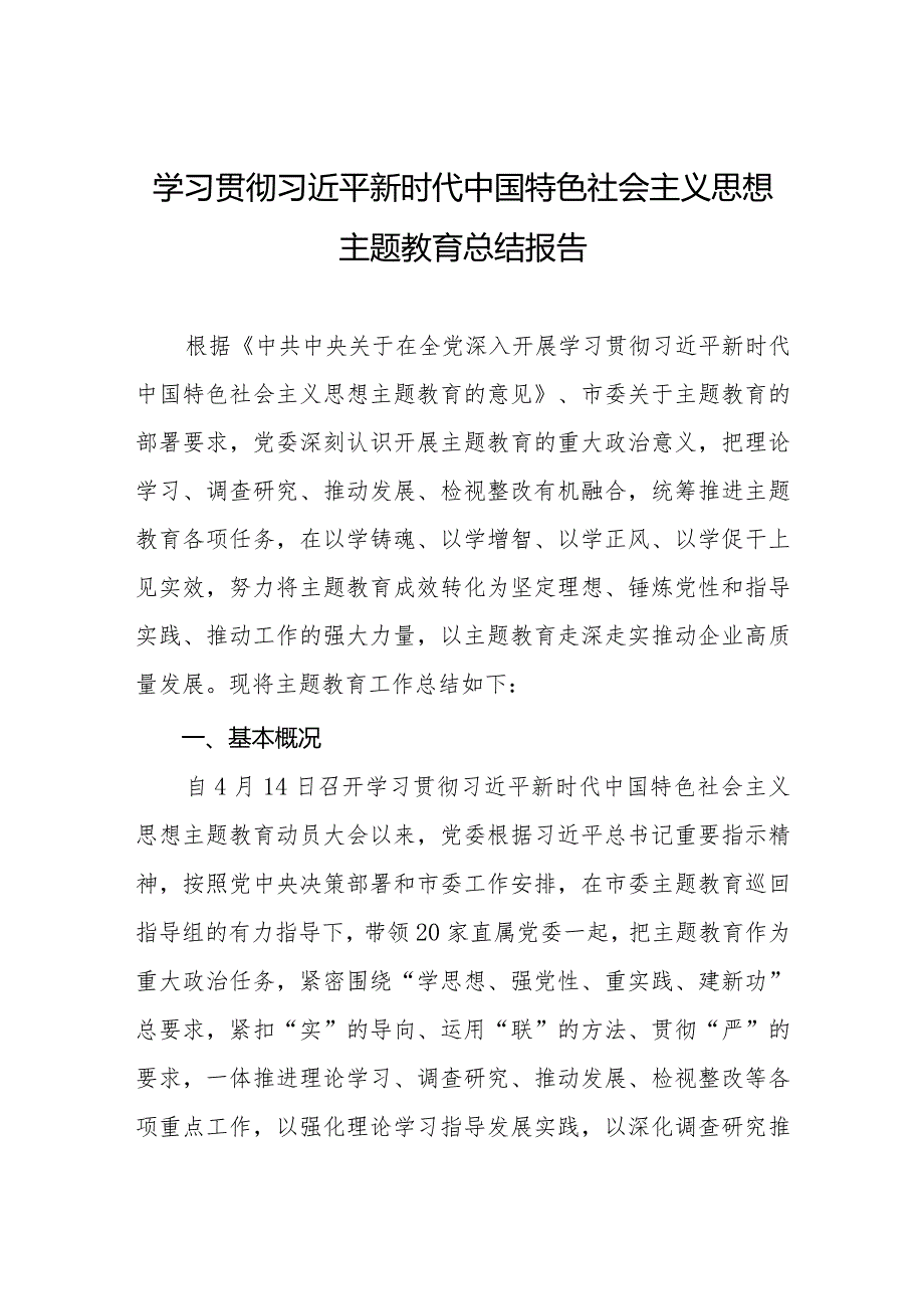 003学习贯彻主题教育总结报告.docx_第1页