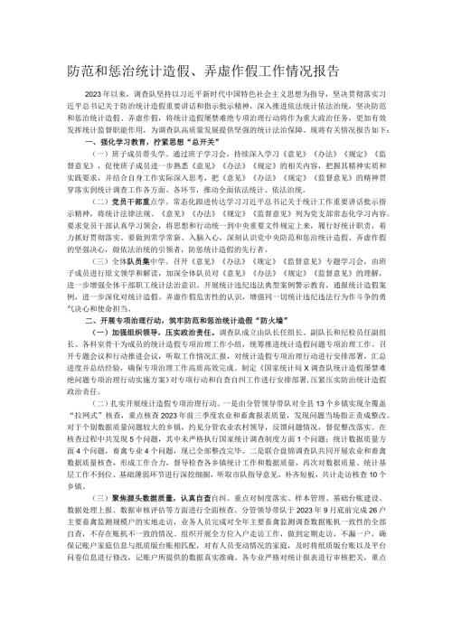 防范和惩治统计造假、弄虚作假工作情况报告(2).docx