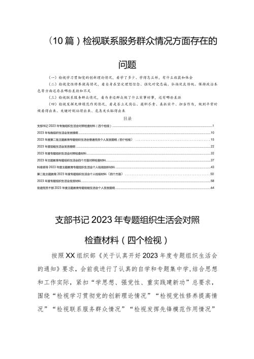 (10篇)检视联系服务群众情况方面存在的问题.docx